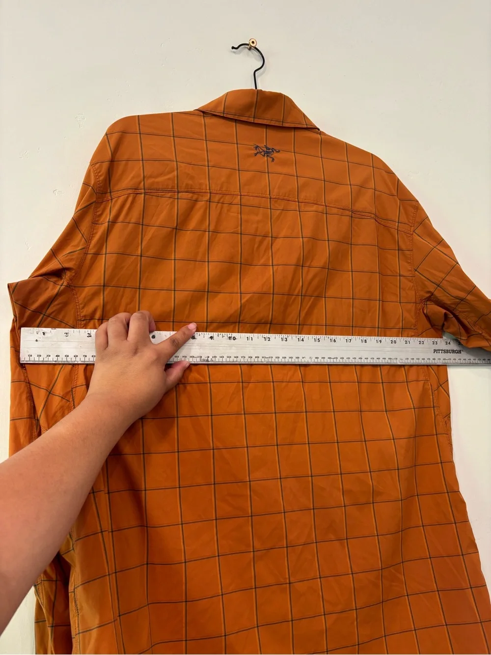 Arc'teryx Riel Check Button Shirt Mens XLarge Orange  Long Sleeve Stretch Nylon